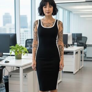 Revamped💫NWT Bodycon Black/White Midi Dress Size M